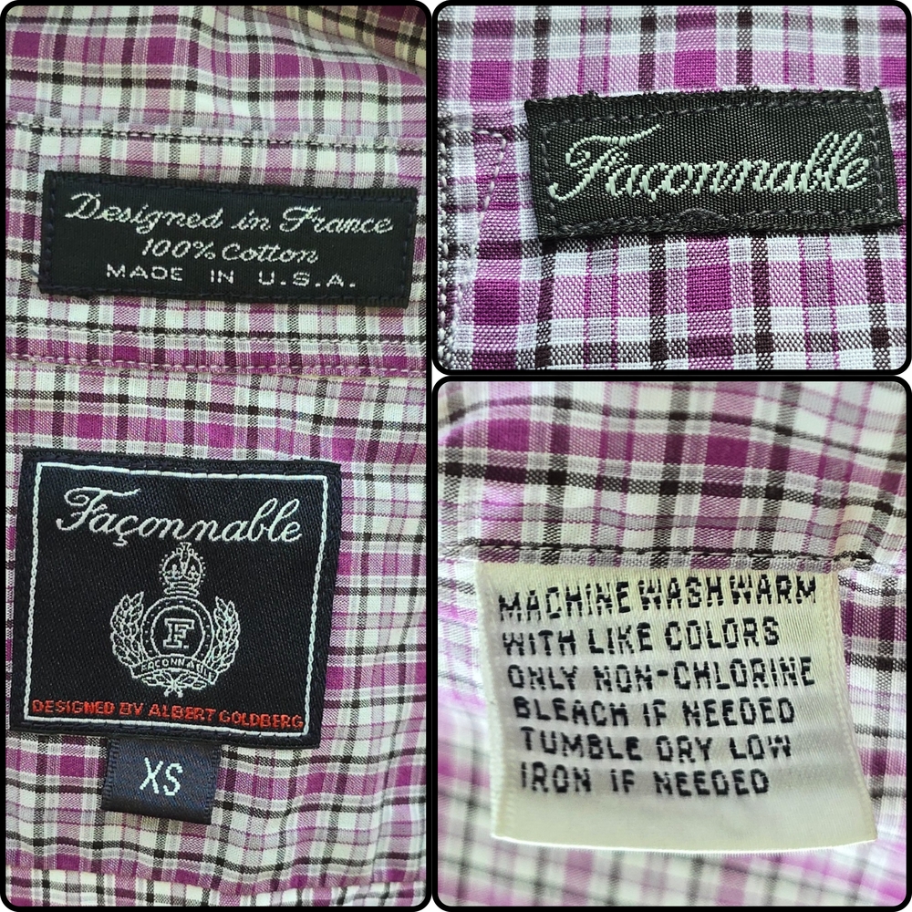 Façonnable Button-Down In Purple Small Check Plaid Extra Small - Picture 7 of 10